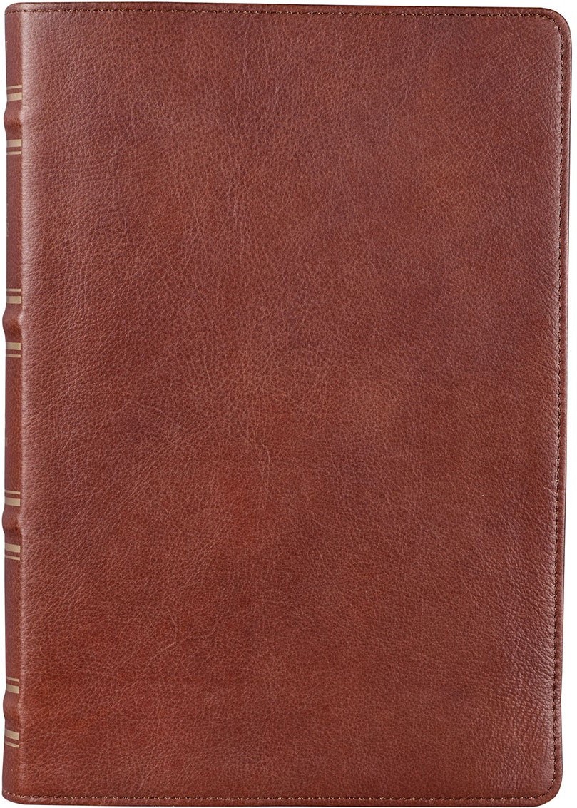 Saddle Tan Full Grain Leather Giant Print Full-size KJV Indexed