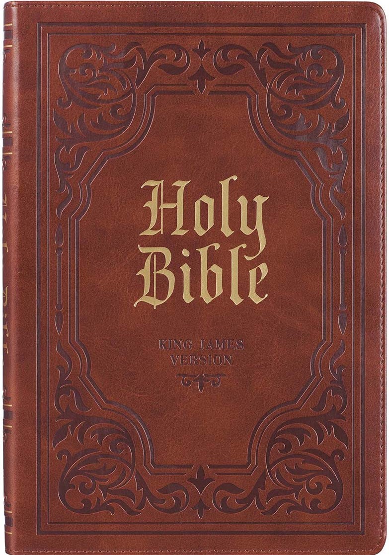 Antiqued Brown Faux Leather Large Print Thinline KJV Bible Index