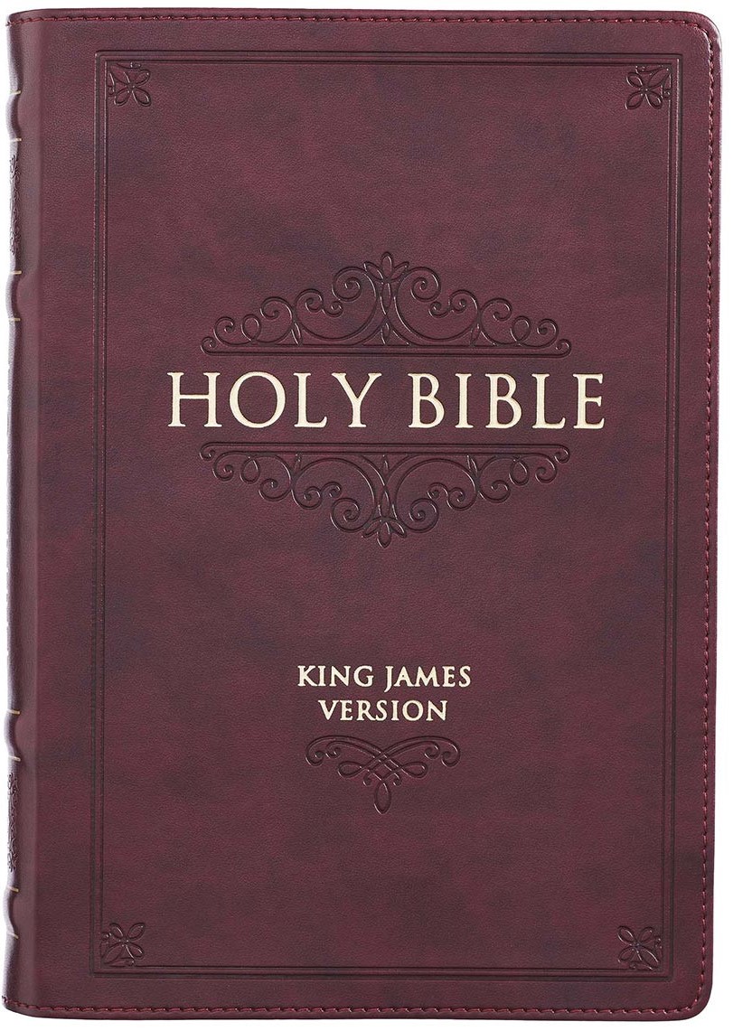 Burgundy Faux Leather Large Print Thinline KJV Bible Thumb Index