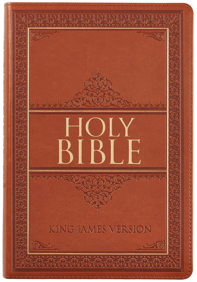 Tan Faux Leather Large Print Thinline KJV Bible Thumb Index