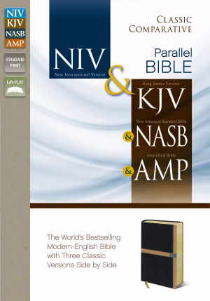 Classic Comparative Side-By-Side-NIV/KJV/NAS/AMP-Black/Caramel