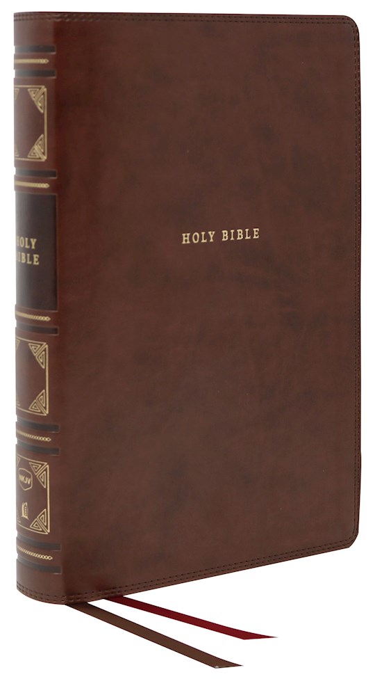 NKJV Center-Column Reference Bible (Comfort Print)-Brown Leather