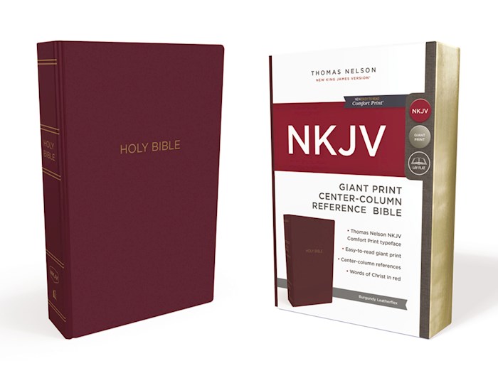 NKJV Giant Print Center-Column Reference Bible Burg Leatherflex